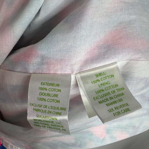 Lilly Pulitzer Sleeveless Embroidered V-Neck Shift Dress Size 0 Cotton Pink/Blue - Picture 8 of 10